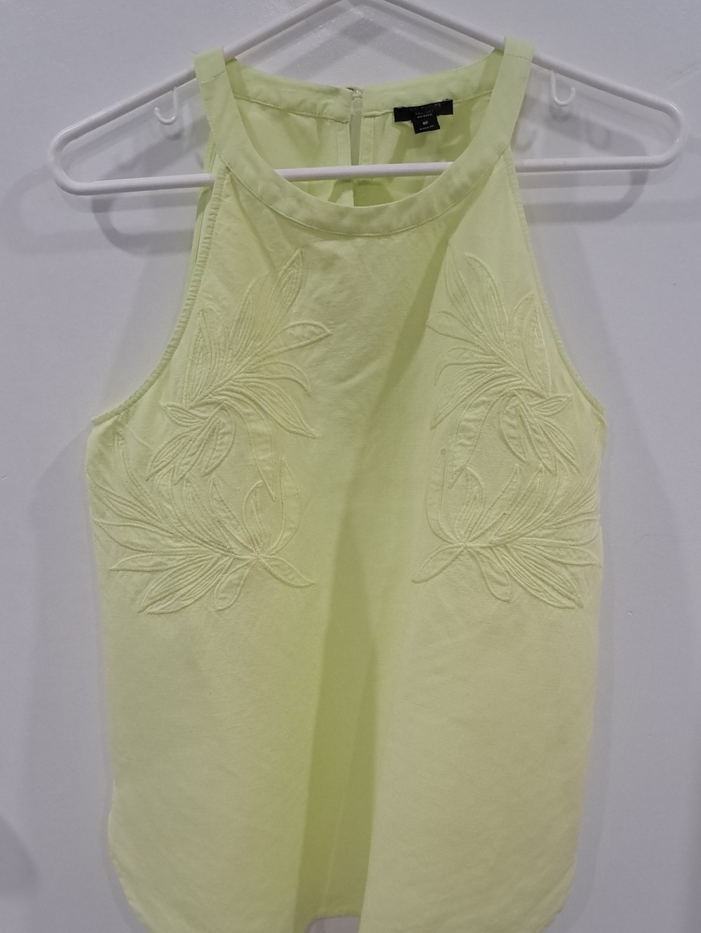 Ann Taylor Lime Green Embroidered Halter Camisole